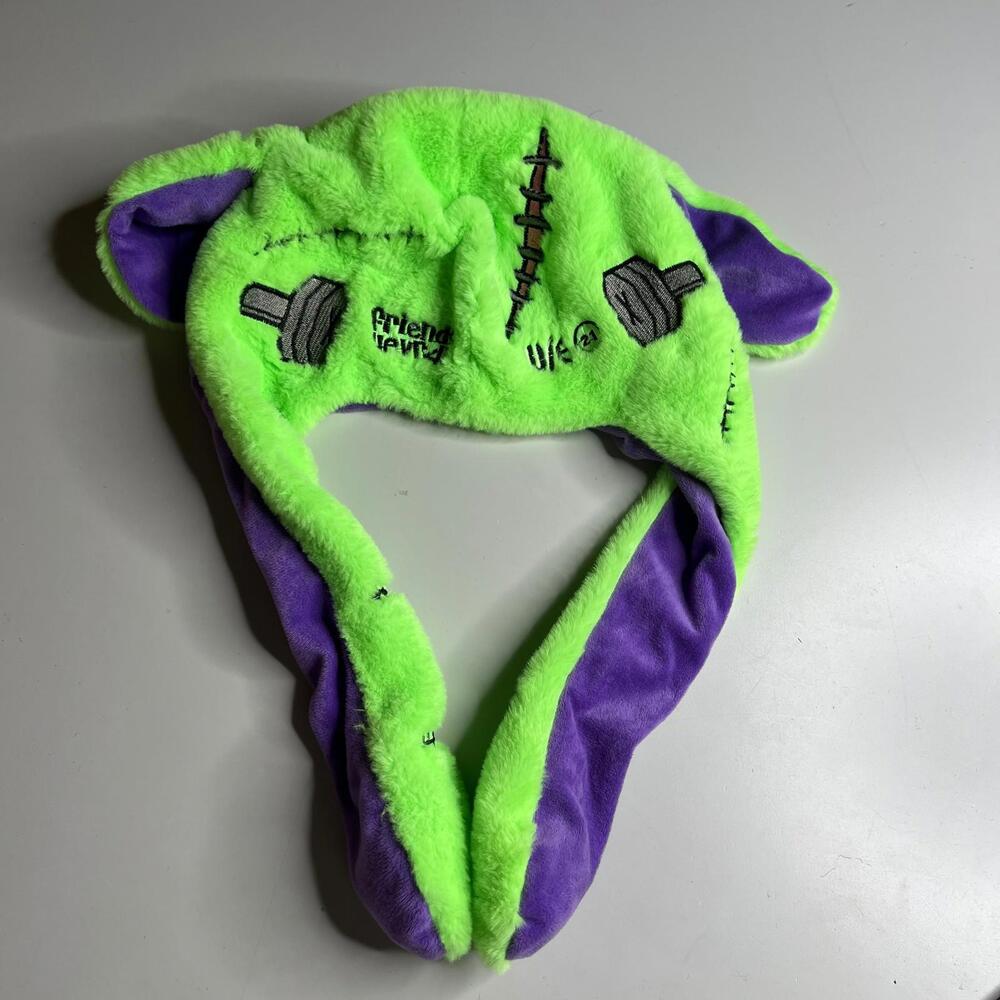 Friend or Faux‎ Plush Frankenstein Hat Green Purple Unisex